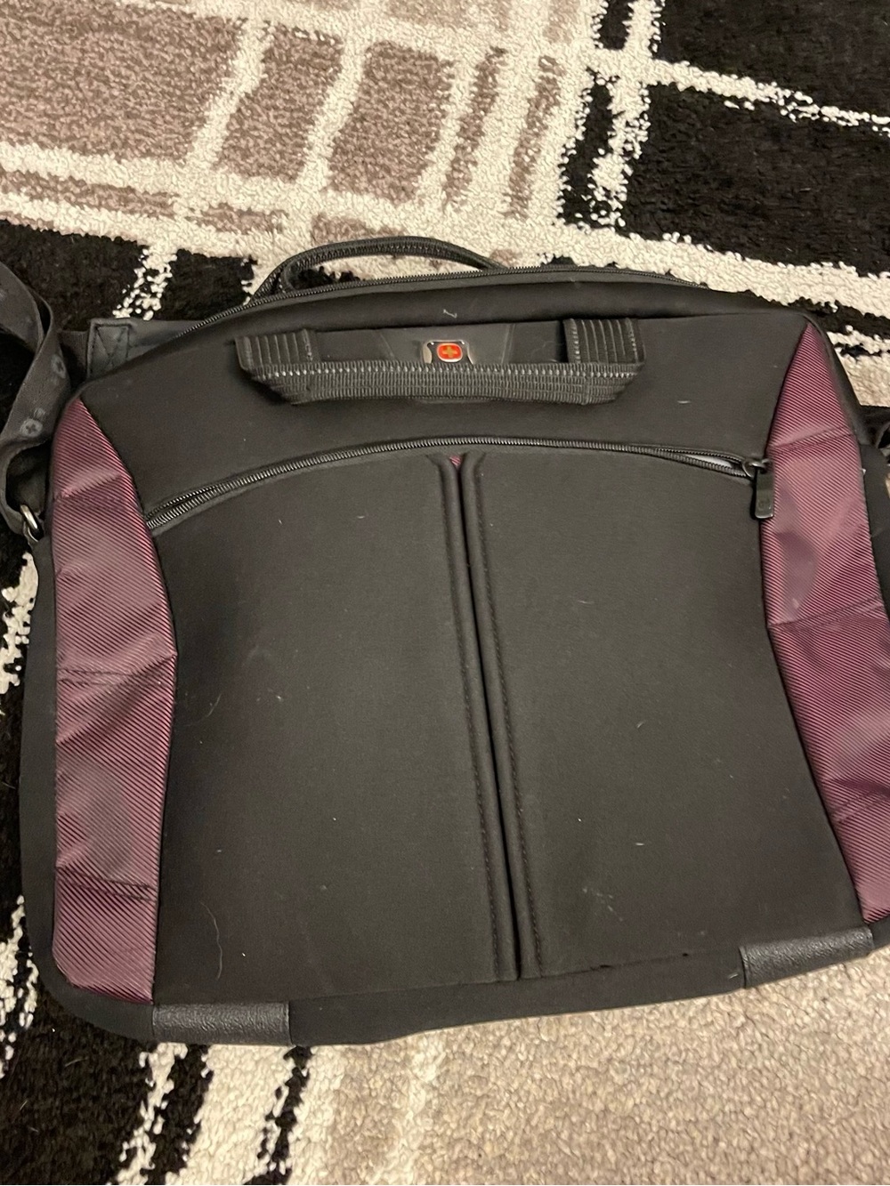 Black and Burgundy Men's Laptop Messenger Bag